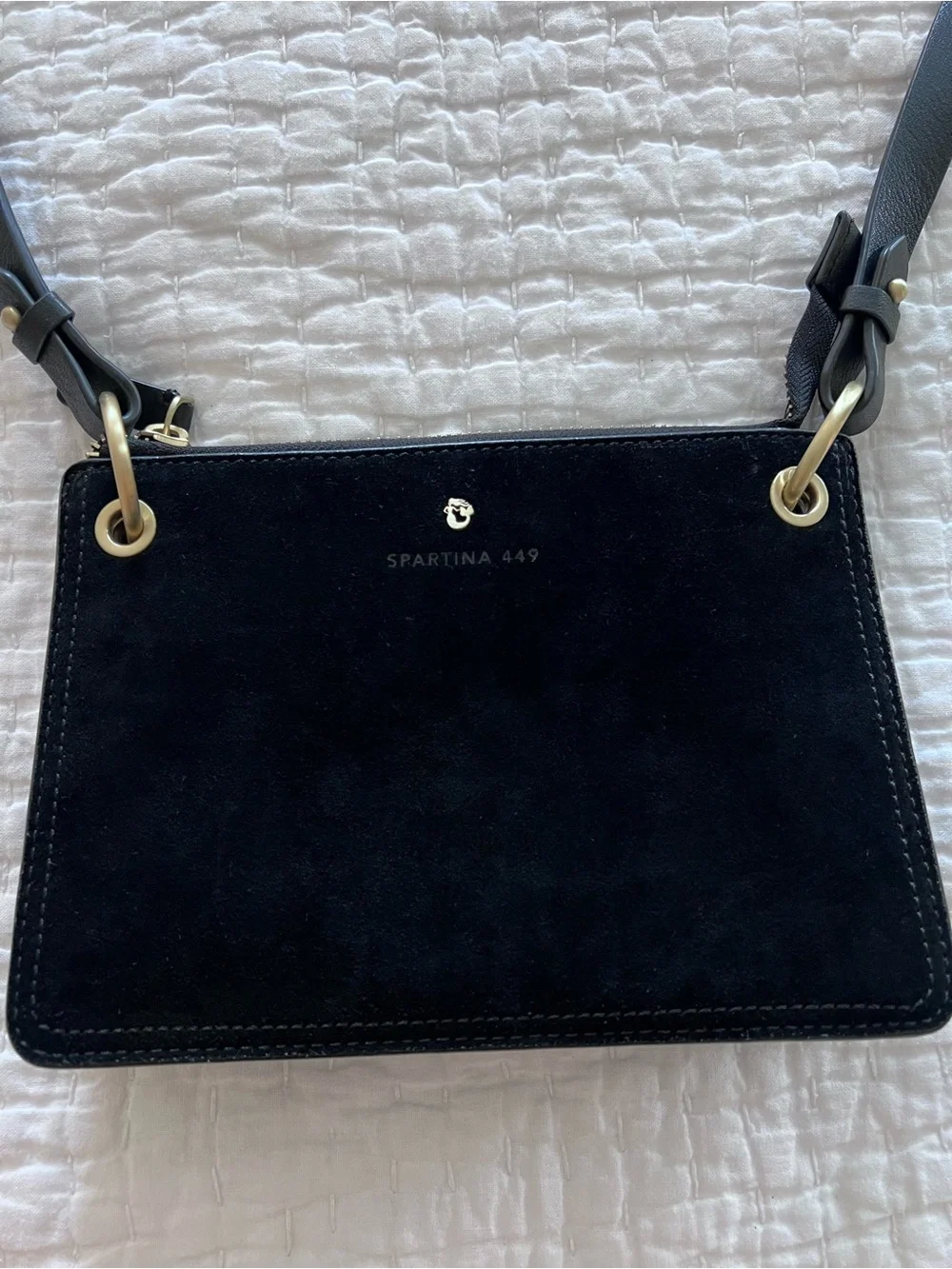 Spartina 449 Siren Collection Suede Carrie Crossbody Bag Black EUC